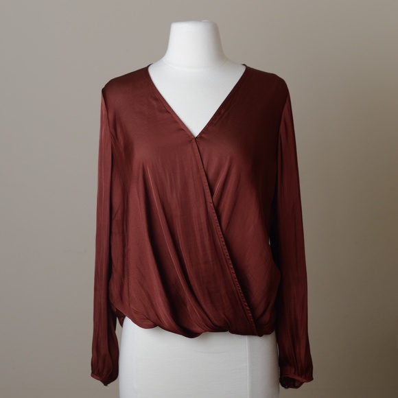 Banana Republic Tops - Banana Republic Soft Satin Wrap Effect Blouse Small